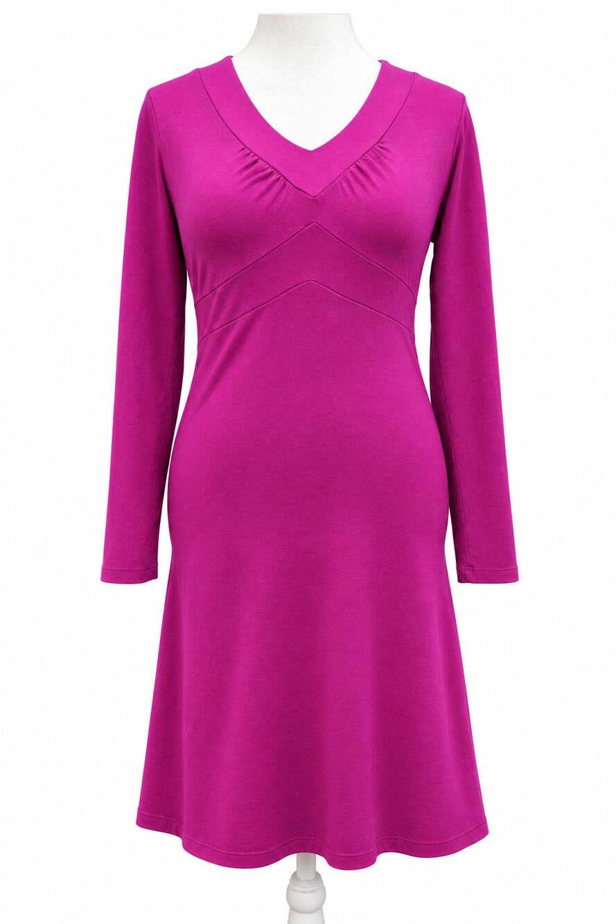 Athleta Senorita Dress M Purple Organic Cotton Long Sleeve V Neck 709945